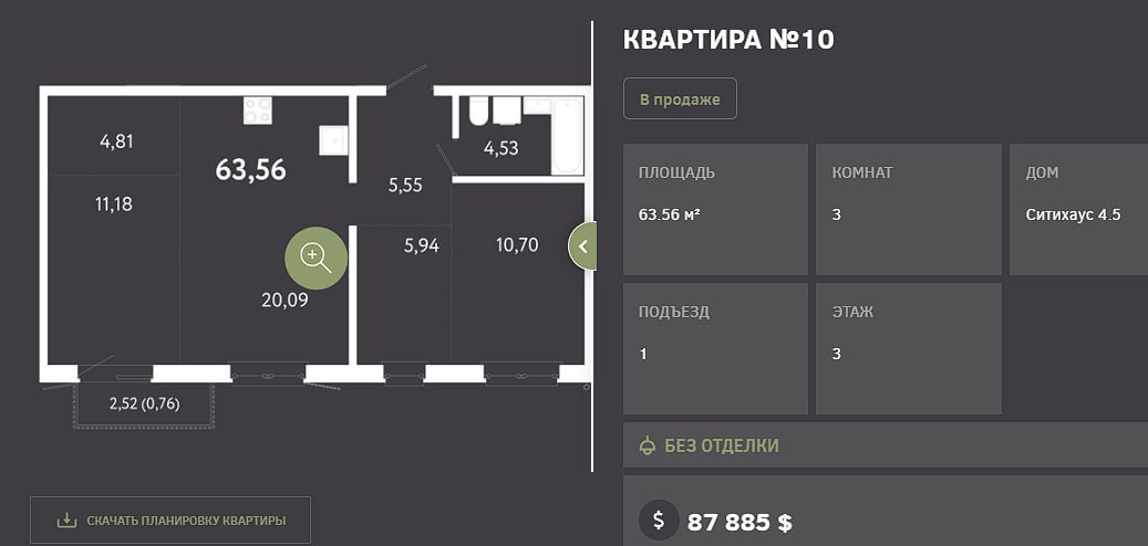 В Зеленой Гавани начали продавать квартиры в трехподъездной пяти-шестиэтажке. Ситихаус 4.5.